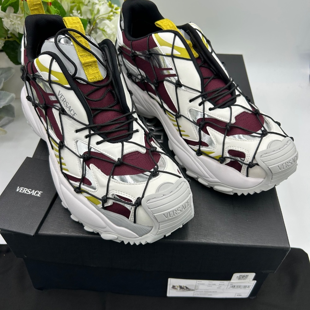 Men’s Versace V3 net leather sneakers size 10 US made in Italy - Picture 2 of 14